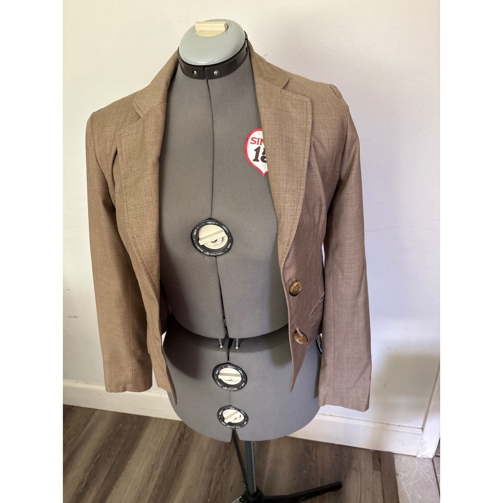Nine West Blazer Womens 4 Tan Excellent Two Button Tailored Suit Jacket